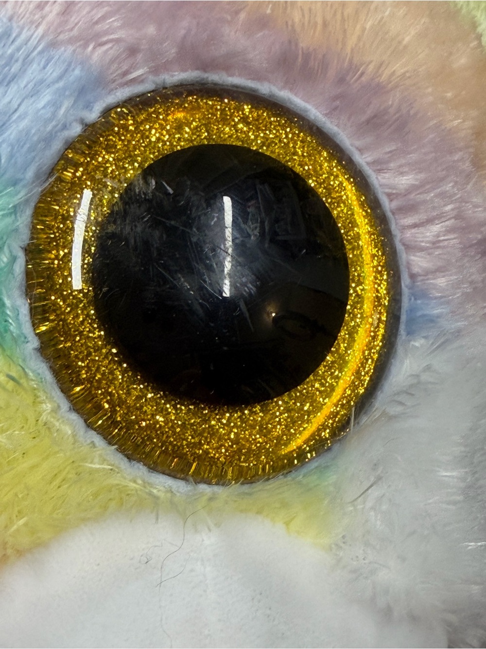 Plush Rainbow Striped Kitty with Big Sparkle Eyes - Picture 7 of 9